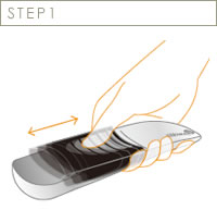 STEP1　片手で簡単に求める計量位置にスライド出来ます。